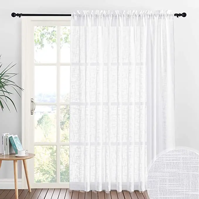 
Amazon translucent linen tulle curtains, hot selling sliding glass doors and windows decorative curtains for living room/ 
