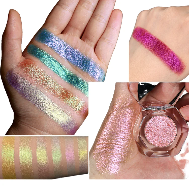 Wholesale Private Label 16 Colors Eye Makeup High Pigmented Metallic Multichrome Pressed Single Chameleon Eyeshadow