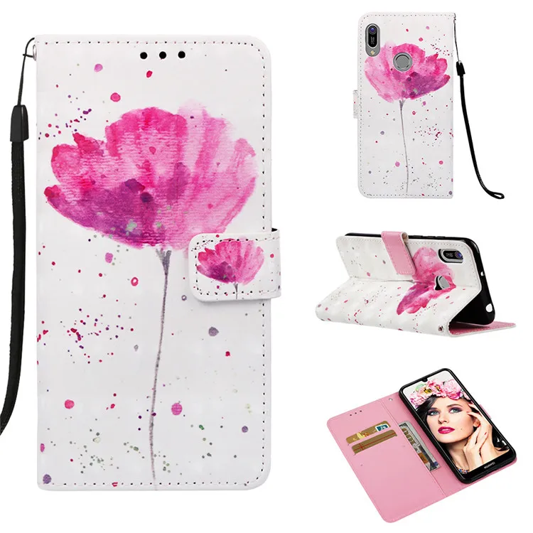 Case For Huawei Honor Play 8A  PU Leather Phone Case Flower Painted Cover Flip Wallet Bag For Huawei honor 8x