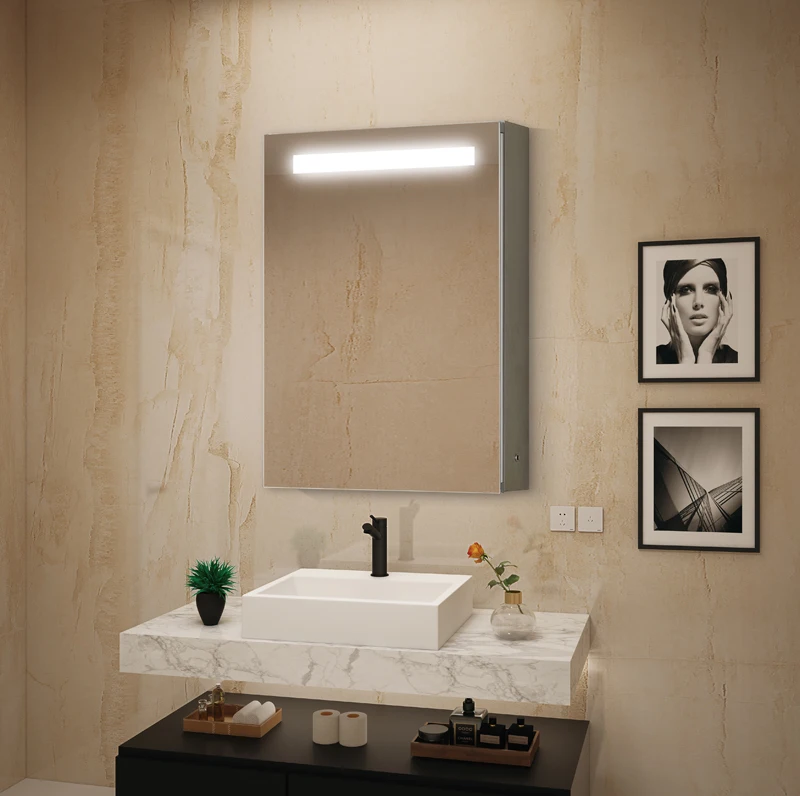 Lighted Medicine Frosted Glass Kitchen Cabinet Mirror Furniture Modern Fashion Mirror Cabinet Bathroom