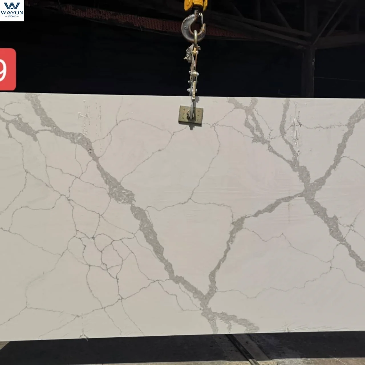 Per Square Meter Quartz Powder +7%resin WAYONSTONE Price Artificial Marble Foshan Big Slab 93% Natural Quartzite Calaatta White