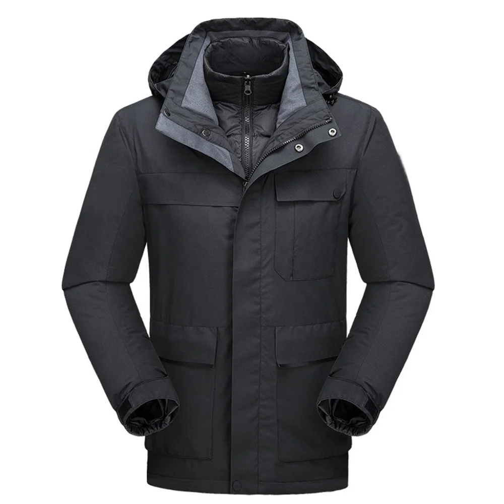  Теплая зимняя куртка 3 в 1 пуховик со съемной подкладкой мужское пуховое пальто