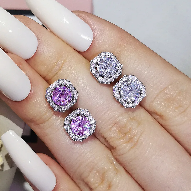 Free samples Water Drop Channel Brass Cubic Zirconia Stone Stud Earrings Bridal Women Wholesale Earrings Mixed Lot Stones