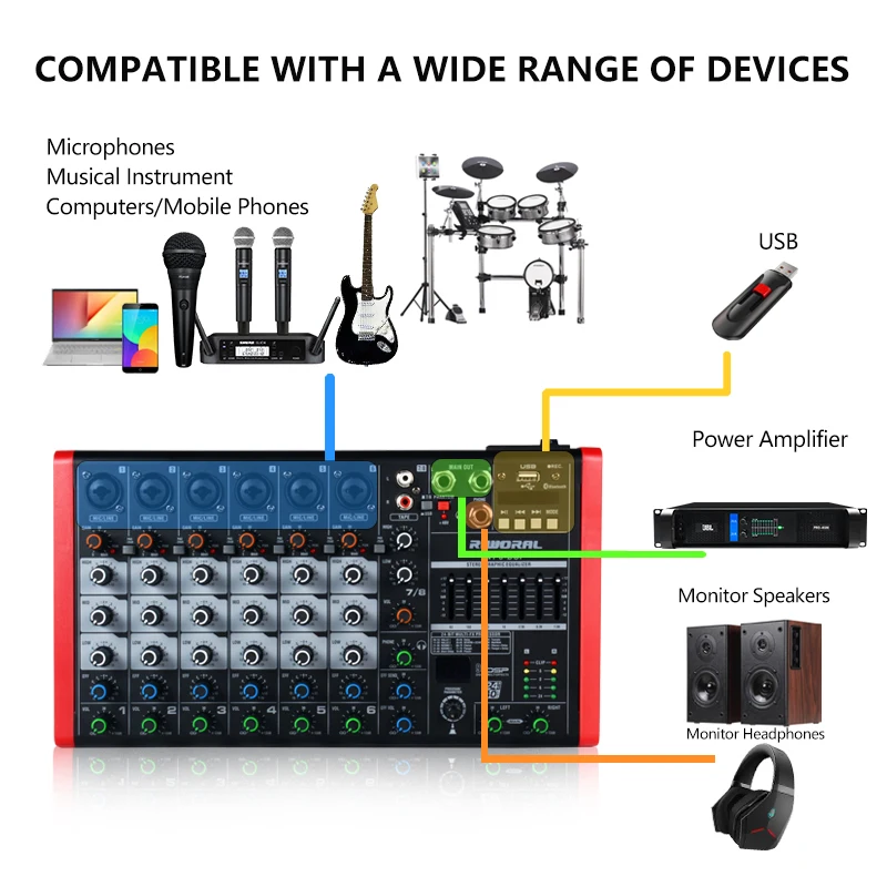 VP4 Super Factory Professional sound studio audio interface usb built in blue teath audio mixer for party