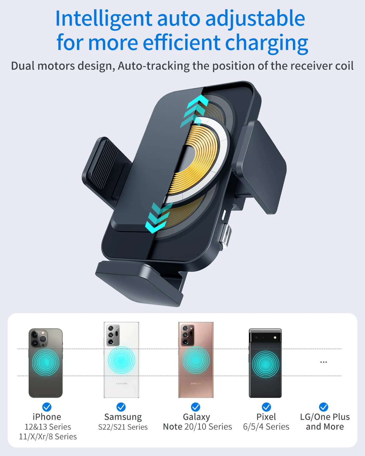 KC PSE Coil Tracking C31 Magsaf Automatic Clamping Wireless Charging Mount Holder For Samsung S23+ Ultra Wireless Car Charger