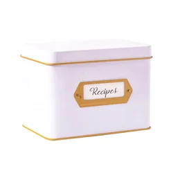 OEM декоративная коробка для рецептов с разделителями, Подарочная коробка, металлическая кухонная коробка для хранения, жестяная коробка