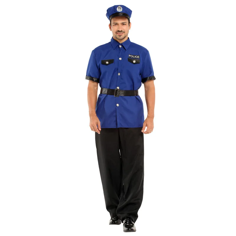 Wholesale Men Police Uniform Costumes Adult Halloween Costumes Officer Costumes for Role Play Party