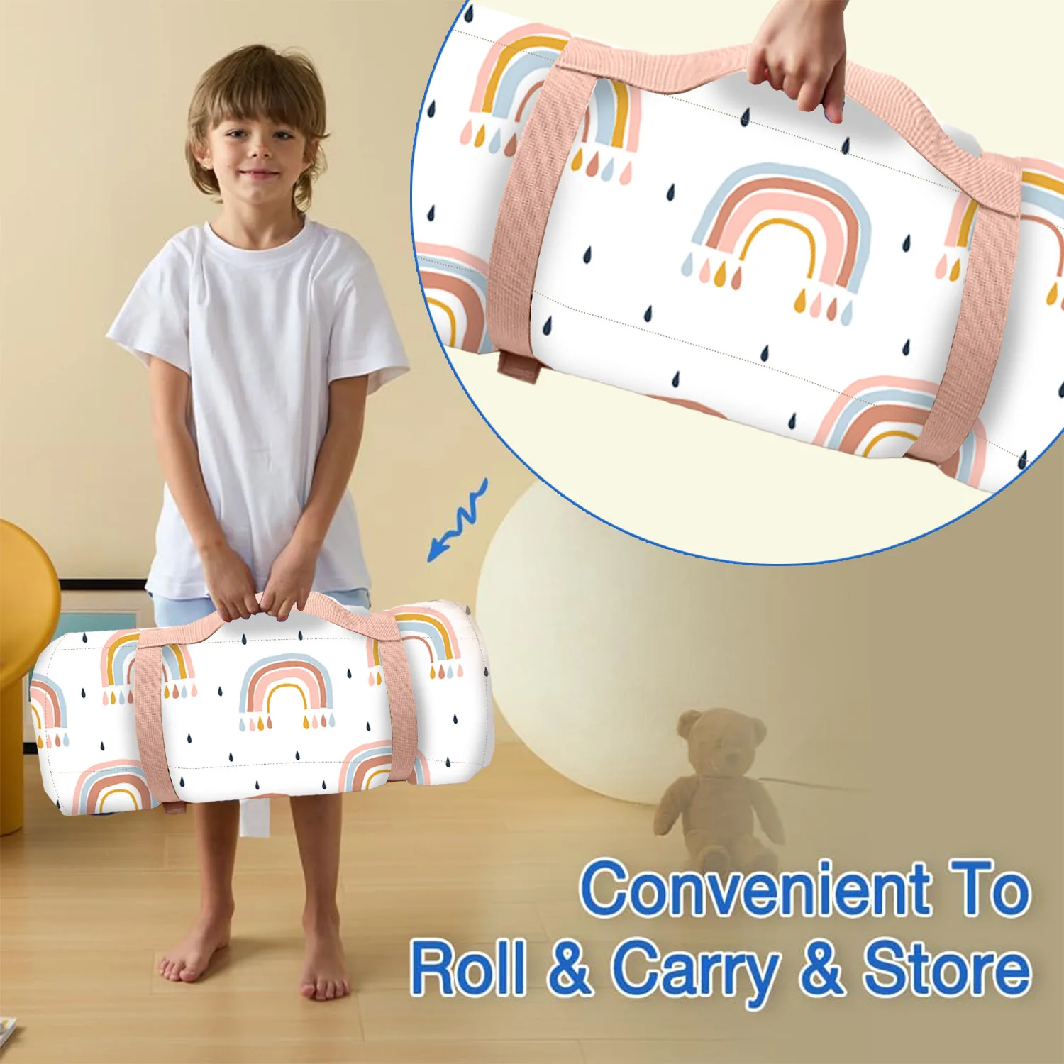 Preschool Custom Printing Kids Toddler Nap Mat Rolled Up Portable Rolled Weighted Nap Blankets For Toddlers Sleeping Nap Mat