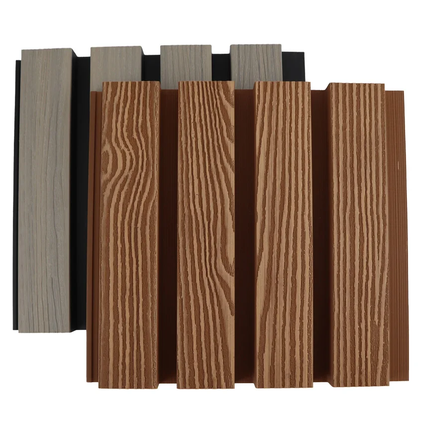 New Outdoor Wall Siding Wall Panels And Boards Decorative Cladding 3d Grain Wood Plastic Composite Wpc Facade Panel For Exterior