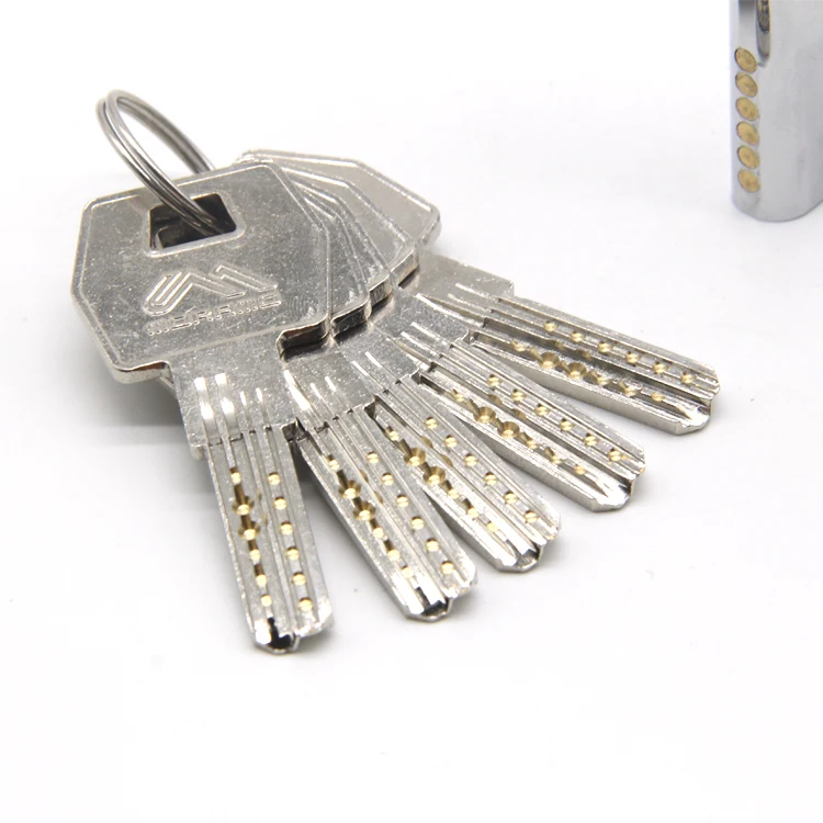 Euro solid brass double open mortise door lock cylinder with computer key