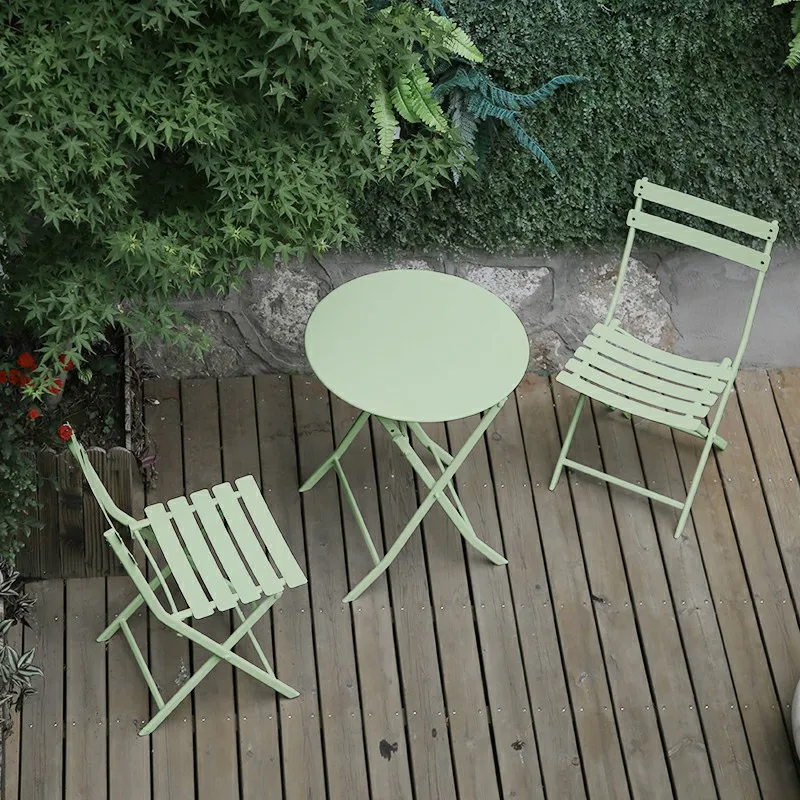 NPOT Popular in Europe Beautiful Exquisite Patio Garden Furniture with 2 chairs and Outdoor leisure Folding Table And Chair Set