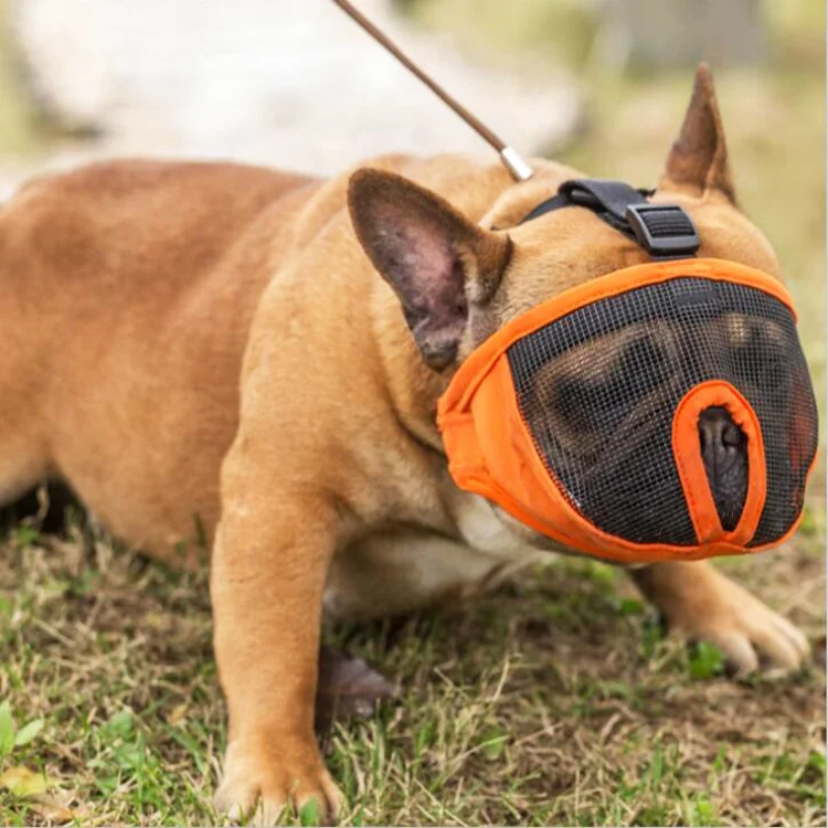 Adjustable Breathable Mesh Bulldog Muzzles for Biting Chewing Barking Dog Face Training Shield