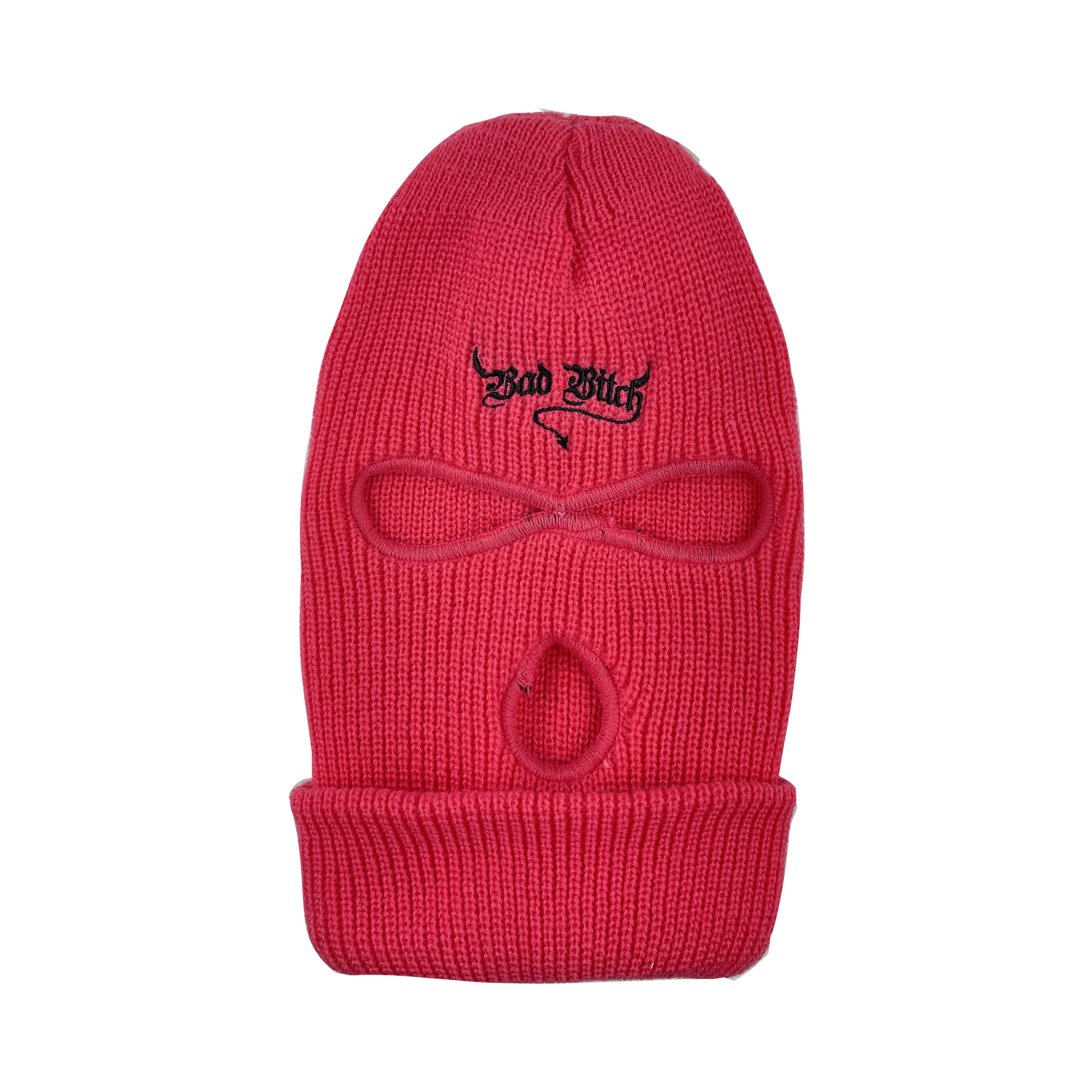 custom hemp floor beanie mask hat full face mask balaclava hat 3 holes ski cycling mask hat