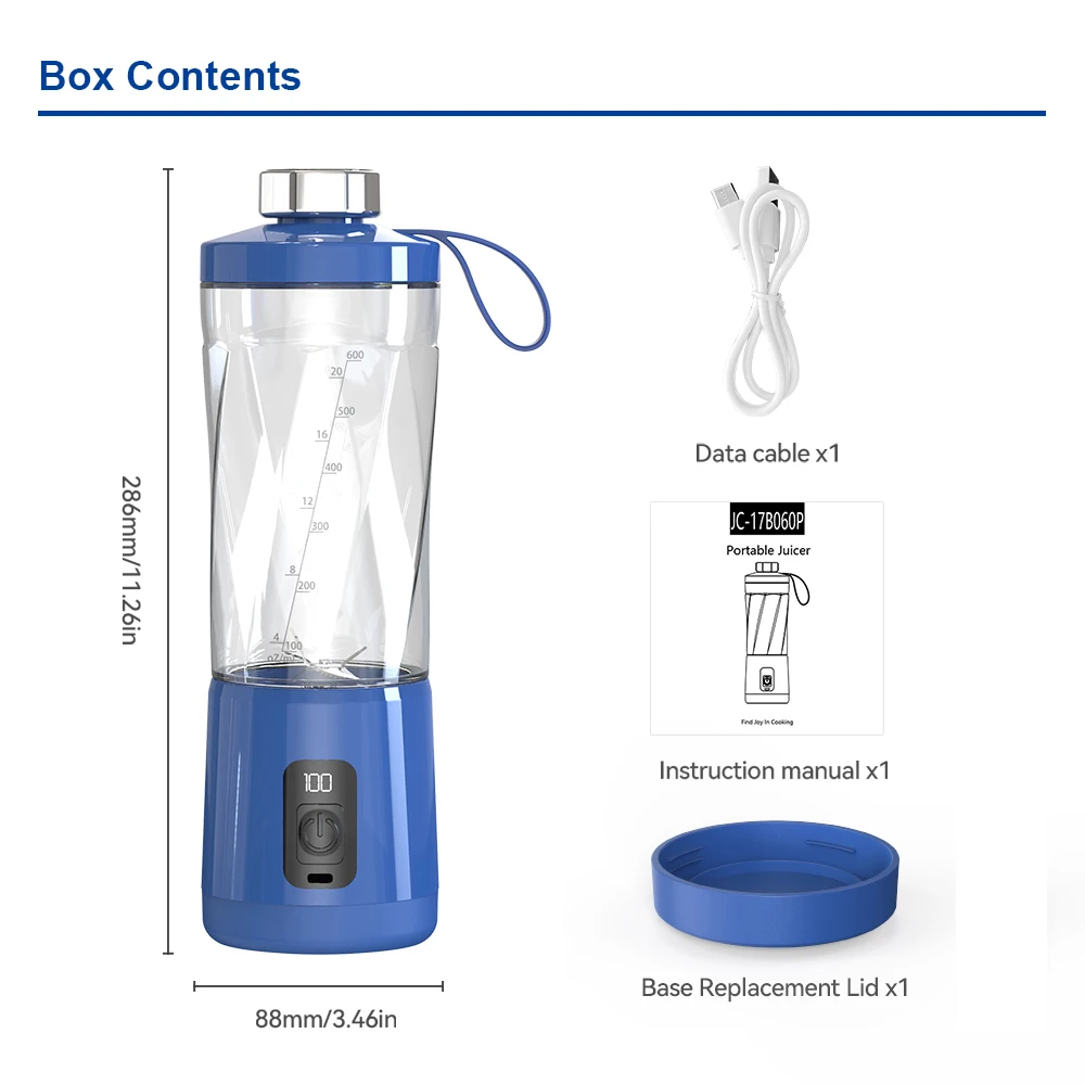 Rechargeable Portable Compact Type-C Quick Charge Blander Machine Multifunctional Handheld Cup 16500 rpm Fresh Fruits Juicer