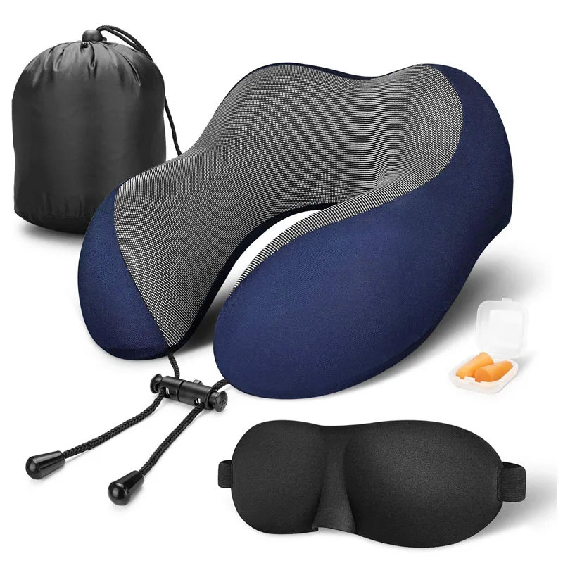 
100% Pure Memory Foam Twist Memory Foam Travel Pillow Compact & Adjustable Neck Support Travel Massage Pillow Airplane 