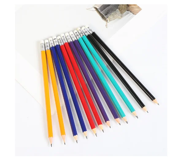 Wholesale School Stationery Supply Standard Pencils HB Wooden Pencil with Custom Logo Printed for Children