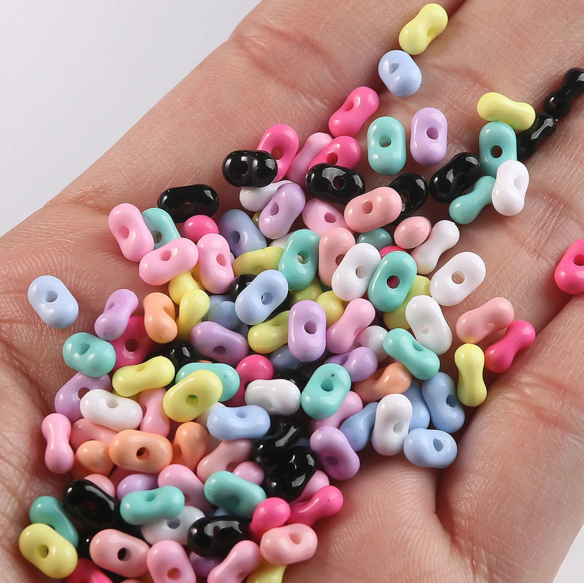 Hot Sale 3*6mm Colorful Peanut    Beads Plastic Acrylic Seed  Beads with Holes
