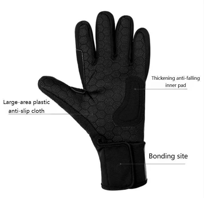 Теплые перчатки зимой Мужчины Езда на мотоциклах, велосипедах, лыжах, водонепроницаемые и холодные перчатки.