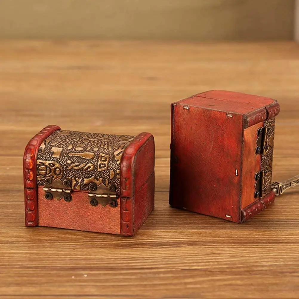 Vintage Metal Lock Miniature Wooden Storage Box Vintage Jewelry Case