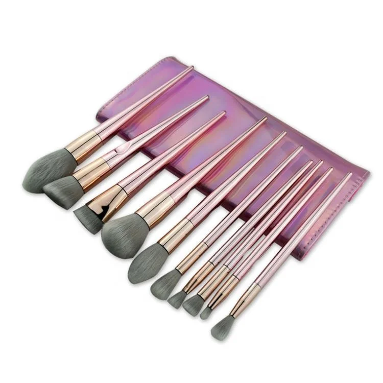 Makeup Brushes Set Professional With Case Sialia 10PCs Synthetic Rose Gold Cosmetic Brushes Sponge Brushes Cleaner Set  Own Name