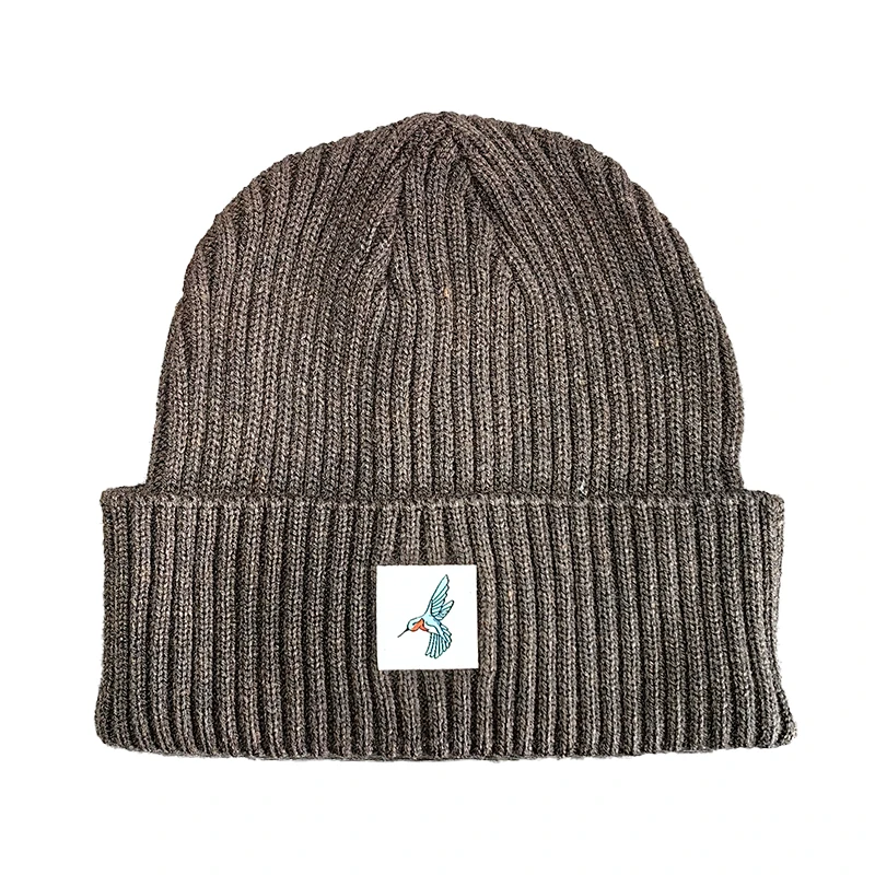 adult OEM ODM custom logo knitted jacquard acrylic winter beanie hat without cuff