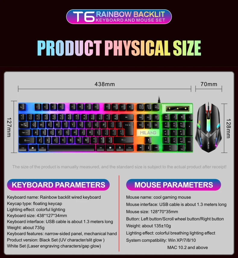 Latest Wired gaming keyboards mouse combos led backlit keyboard and mouse combo
