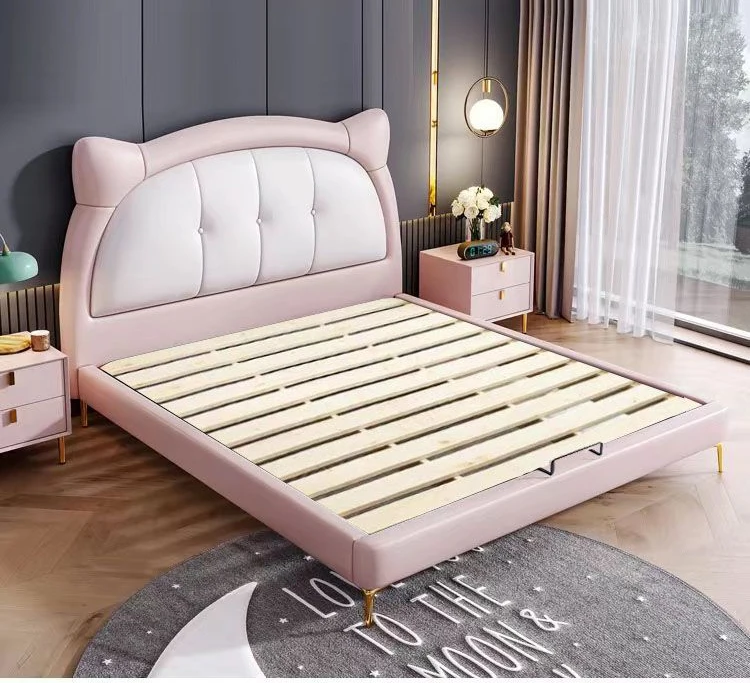 New Fashion Soft Pink Children Baby Bed Single Princess Kids Bed For Girls