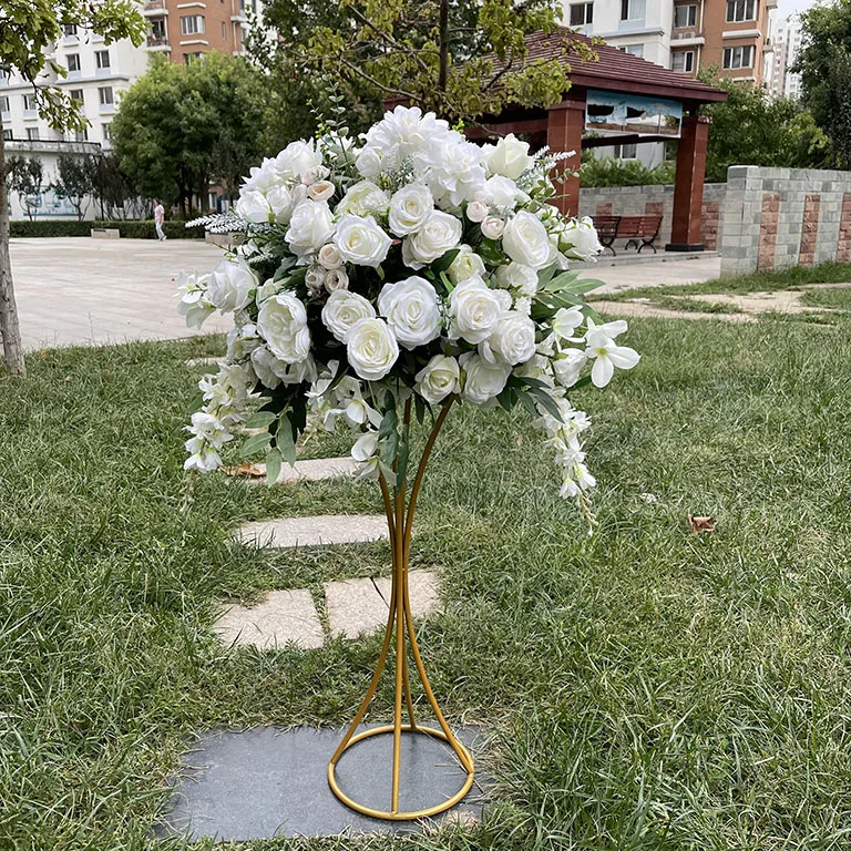 IFG wholesale large wedding ivory flowers 60cm kissing flower ball for wedding centerpiece