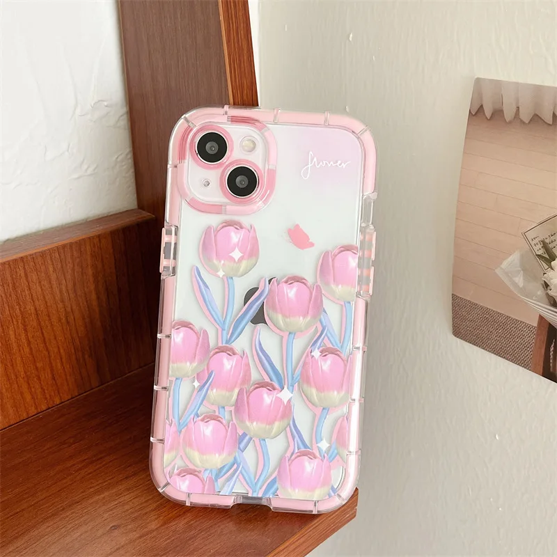 Flower Pink Phone Cover For iPhone xr to 13 Pro Case For Girl Phone Case iPhone For Telephone Case iPhone 13