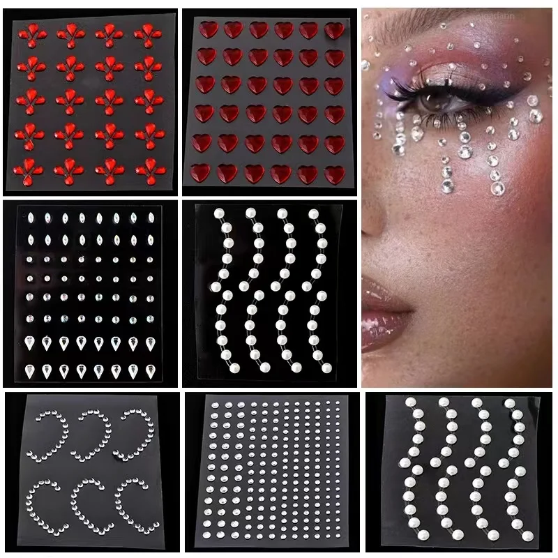 Self Adhesive Rhinestones for Makeup Eyes Multicolor  Rainbow Rhinestones Face Jewels Face Gems Stick on DIY Nail Makeup
