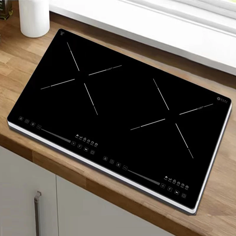 Ultra Slim Induction Furnace Table Electric Cooker Countertop 3400W Portable Dual Induction Grill