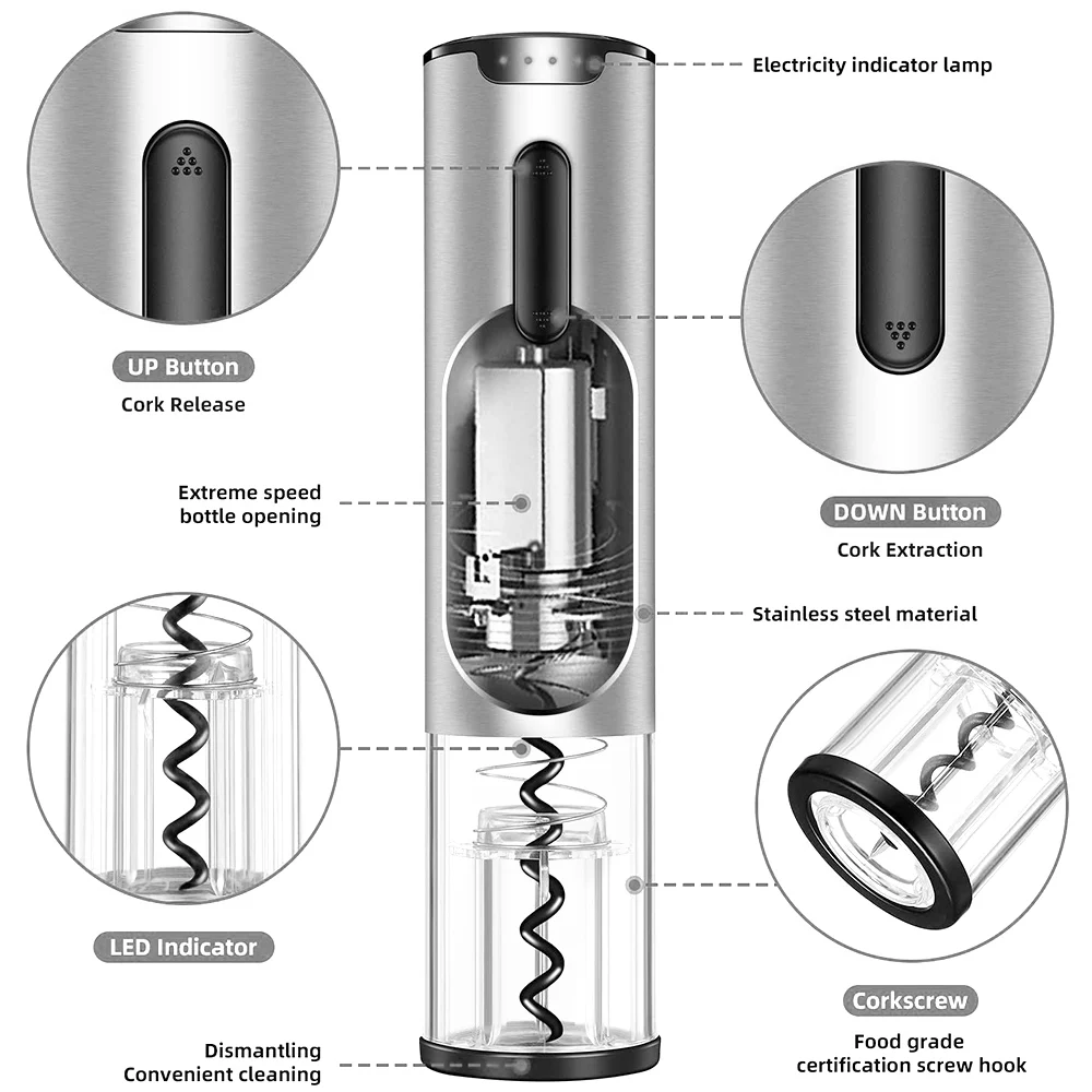 Fathers Day Wine Opener Gift Set Support Customized Logo And Packing Usb Charging Cable Electric Wine Opener Gift Set