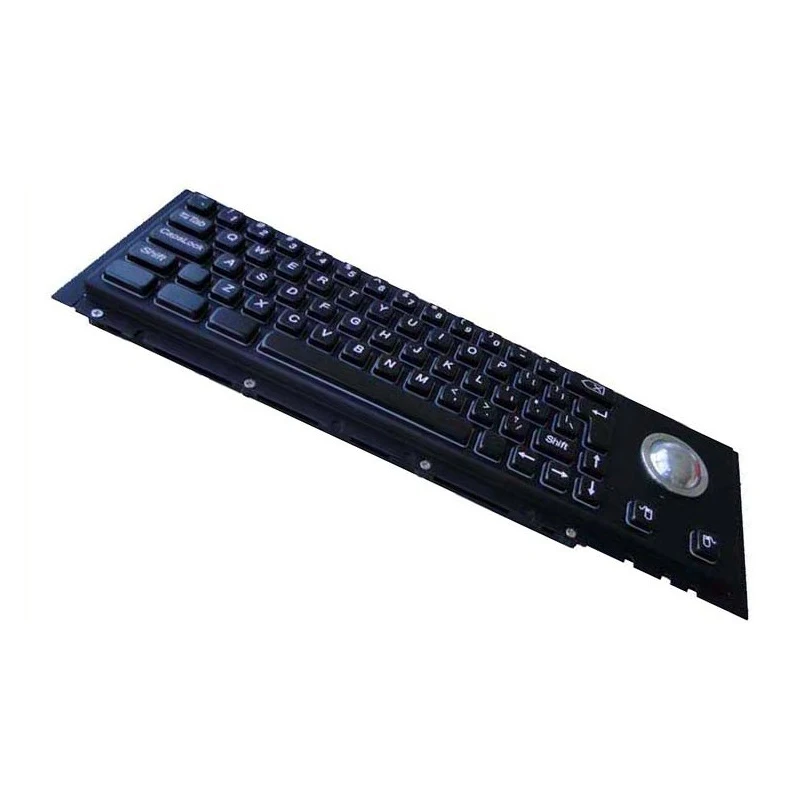 
Rugged electroplated black waterproof metal industrial PC keyboard with trackball 