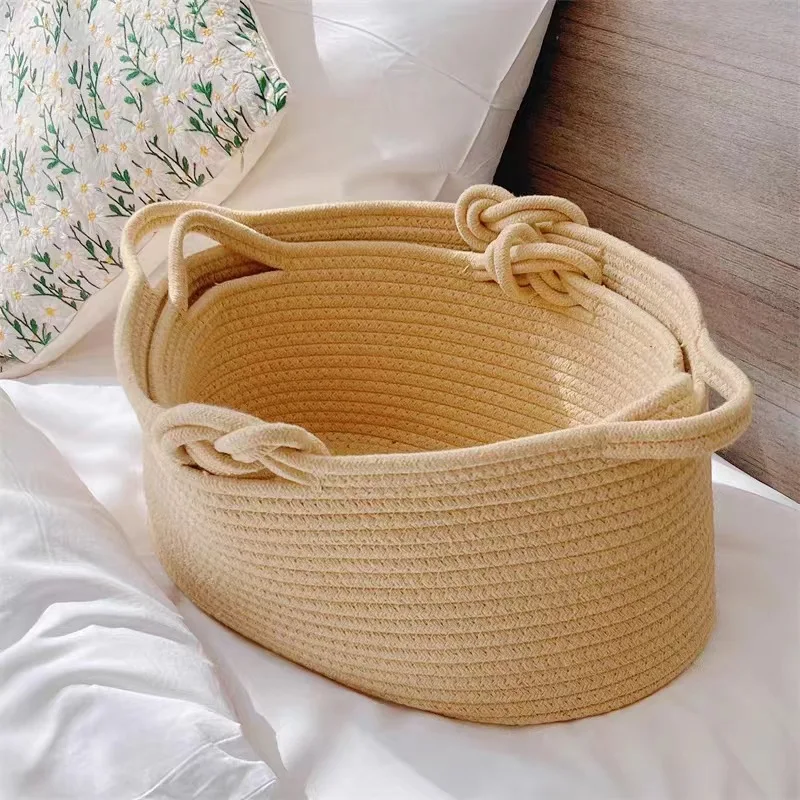 Cotton Rope Woven Basket For Home Decor Pillow Towel Storage Hamper Decorative Woven Baskets