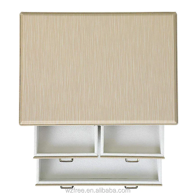 Lockable Jewelry Organizer Fashion Mirror Leather Box 3 Drawers Makeup Case Storage Holders multifunctional portable