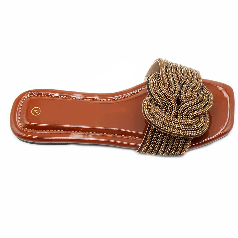 Foreign trade high quality fashion summer new 2024 slippers female rhinester Yiwu wholesale breathable fashion ladies slippers