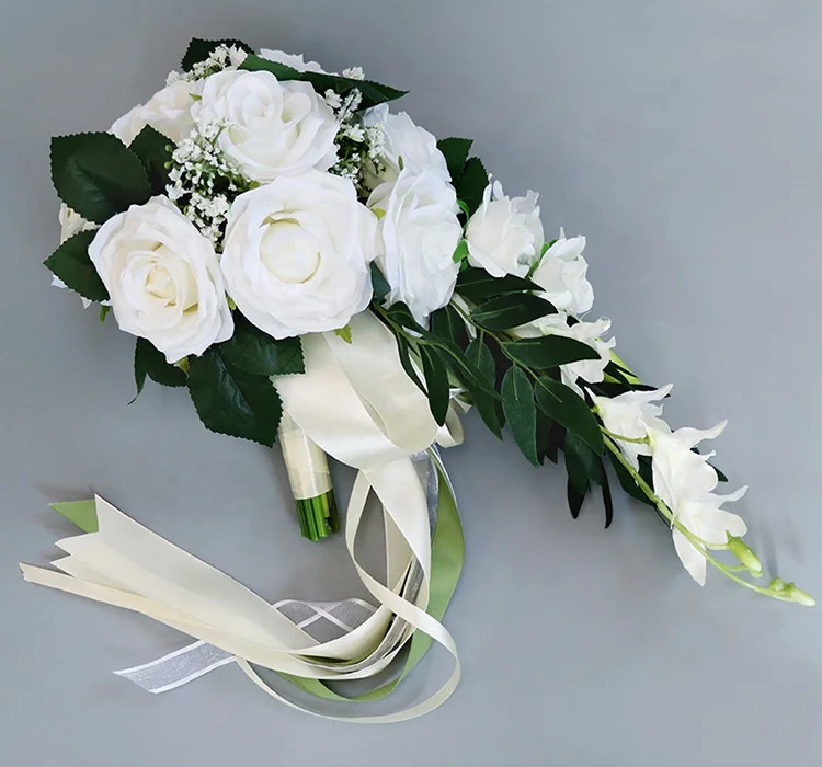 Bridal bouquets wedding artifical silk rose head wholesale floral supplies