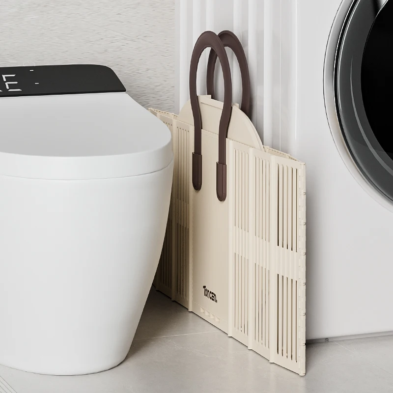 Rmier Light Weight Foldable Plastic Dirty Clothes Basket Round Large Capacity Laundry Basket With Handle