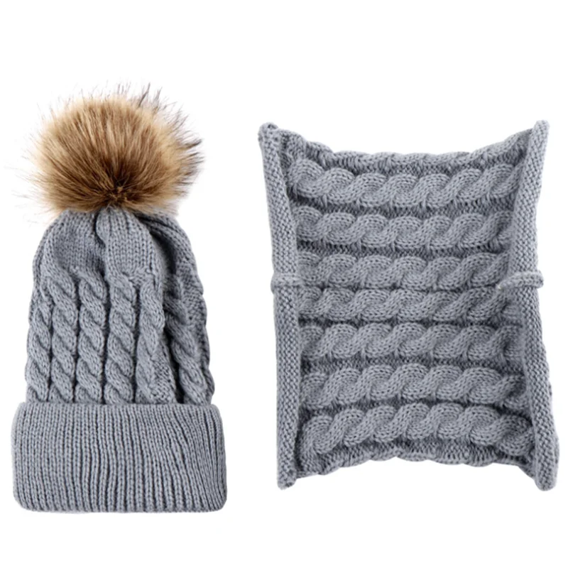 Autumn Winter Warm Baby Hat With Scarf Boys Girls Hats Scarf Set