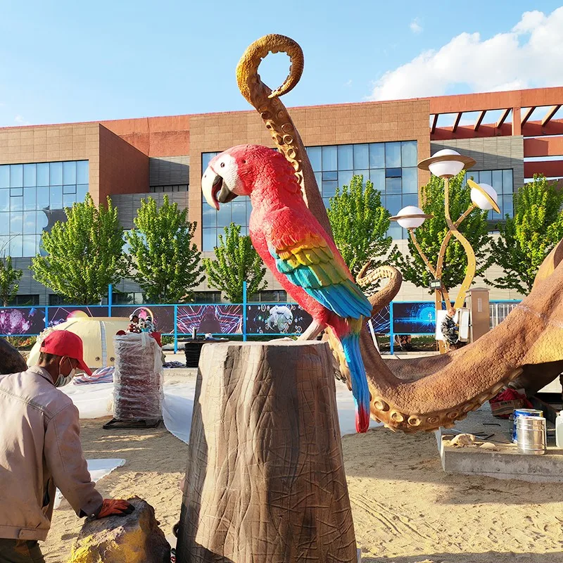 Realistic Real-Size Parrot Model Indoor Adventure Park Animatronic Animals Simulation Models for Shopping Malls & Theme Park