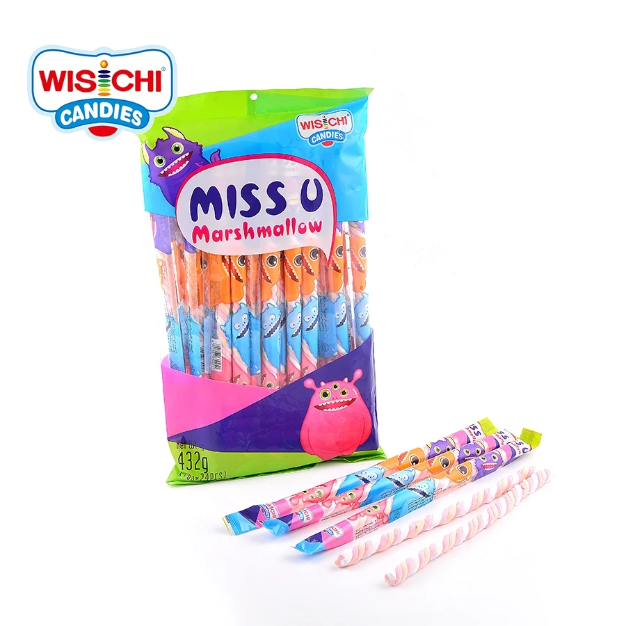 Wholesale Colorful Sweet Lollipop Twisted Marshmallow Candy