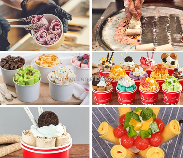 Top quality double pan stainless steel frozen ice cream rolls fried ice cream machine ice roll machine