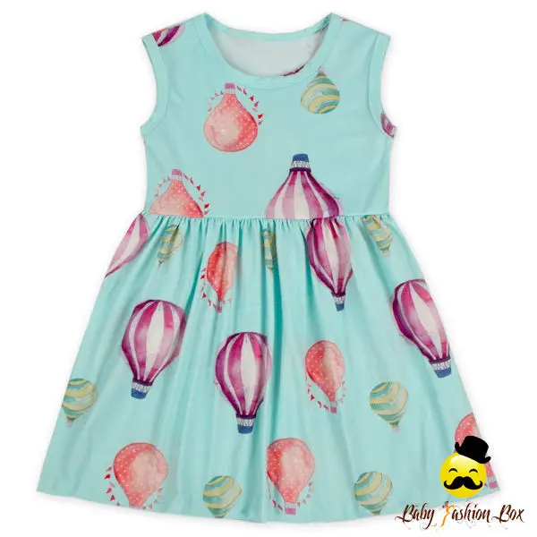 Yihong  Baby Girls Printed Hot Air Balloon Sleeveless Children Frock Design For 0 to 6 Years Old Girls