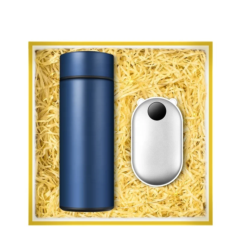 Hot selling 450ml vacuum flask + hand warmer power bank + neck massage luxury gift set