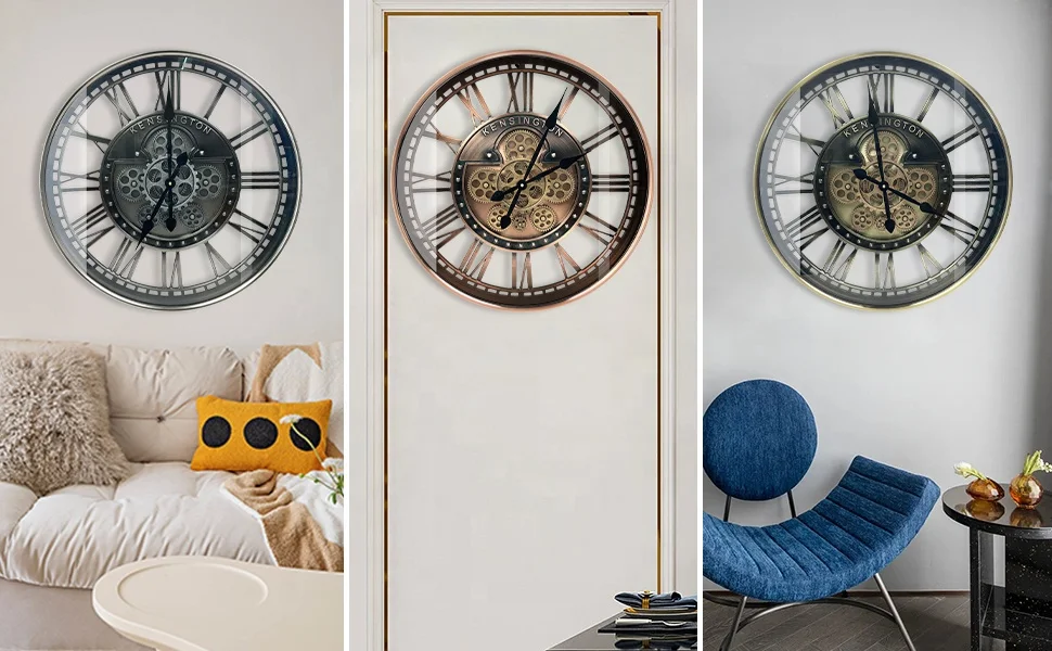 INFINITY TIME 21' 53.5cm Roman Bronze Antiqued Industrial Moving Gear Wall Clock For Office Modern Wall Clocks