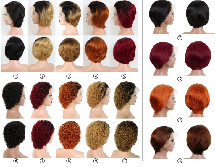 2023 Wholesale european short pixie cut wig 6 inch human hair wig, 13*4 lace frontal brazilian human hair wig cut short bob