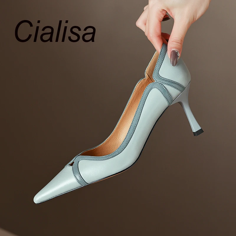 Cialisa Luxury Sheepskin Woman High Heels Pump Shoes Ladies Pointy Custom Handmade Party Wedding Bridal Pumps