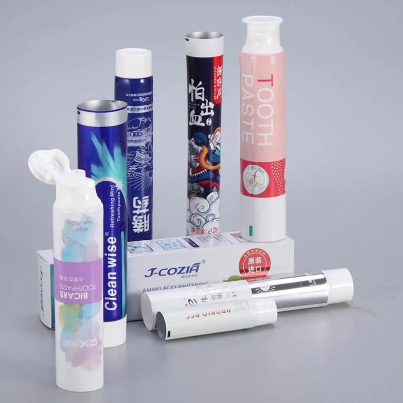 empty plastic tube collapsible aluminum laminated mini custom printed disposable toothpaste tubes packaging