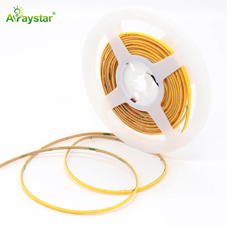 Customizable super slim 3mm 4.8 W/m 2700k-6500k COB LED strip light DC12V 24V CRI90 mini cuttable dotless 5mm LED strip COB
