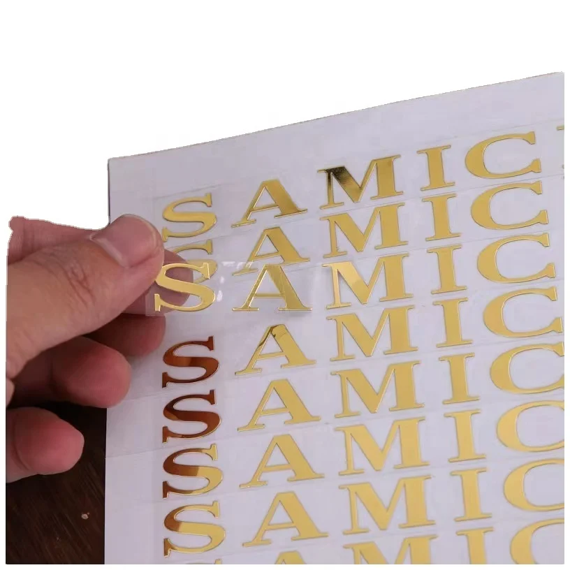 Metallic Letters Label Customized Thin Electroform Gold Nickel Stickers 3d Logo Transfer Embossed Metal Sticker With Adhesive